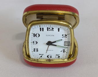 ７０’S　BULOVA　アラーム目覚まし時計 Vintage Bulova Travel Alarm Clock Made in Japan Wind up Glow Arms