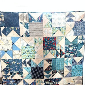 Boats, boats and more boats quilted wall hanging or lap quilt. Great for outdoor style home decor, lake cabins or lodges in blues. 60&quot; x 60&quot;