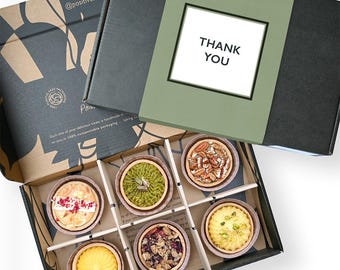 Thank You Luxury Tart Selection Box - 6 Tarts - Vegan, Gluten Free, Dairy Free, Eggless