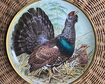 Franklin Porcelain 23cm wall plate, wall sign, gamebirds of the world