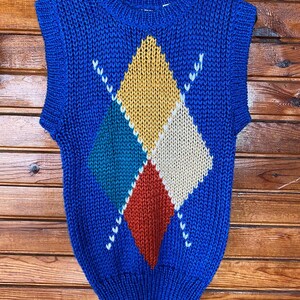 Knitted By Hand Wye Oaks Sweater 1980s// Size S