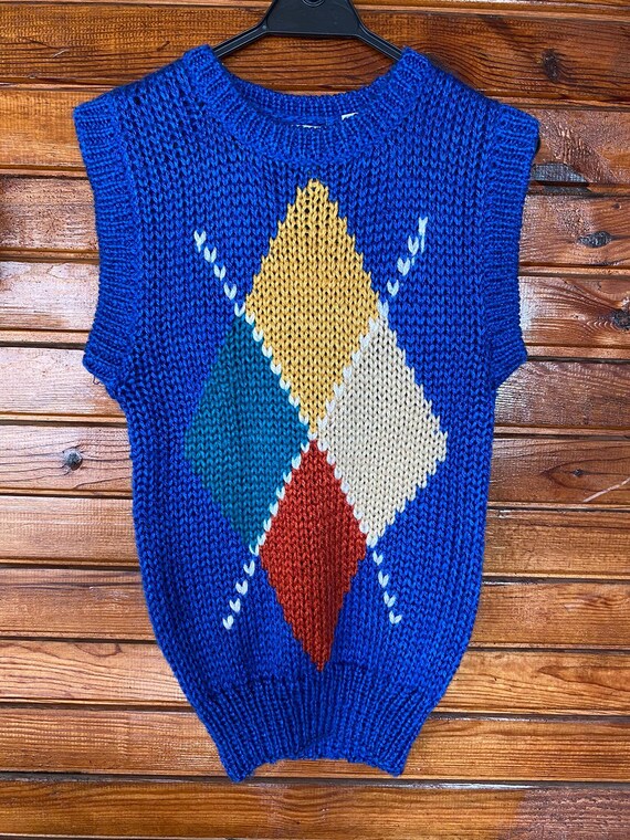 Knitted By Hand Wye Oaks Sweater 1980s// Size S