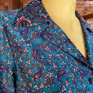 1970s Ladies Long Sleeve Stretch Jersey Paisley Shirt / 70sBlouse