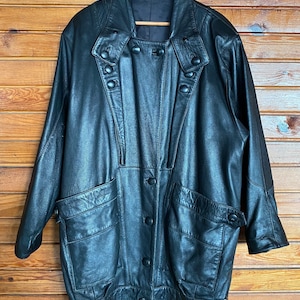 80s Black Leather Jacket/ Vintage Black Soft Leather Jacket