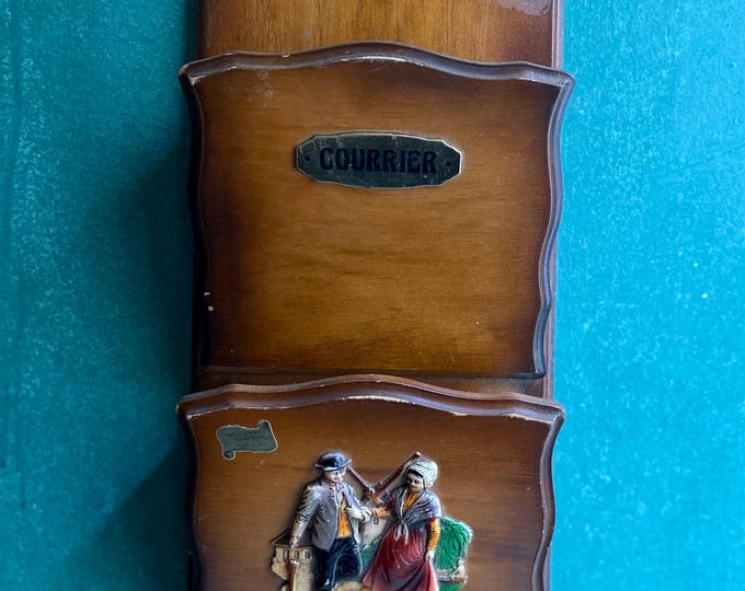 Antique French Letter Holder Rack, 1960s, Wooden Art, Mail Organizer ...