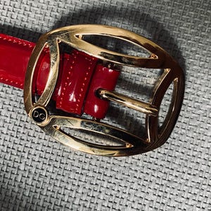Dolce&Gabbana Dark Red/Gold Metal Patent Leather Belt/ Rare Vintage/ Luxury Vintage/90s Authentic belt Dolce Gabbana vintage, Christmas gift