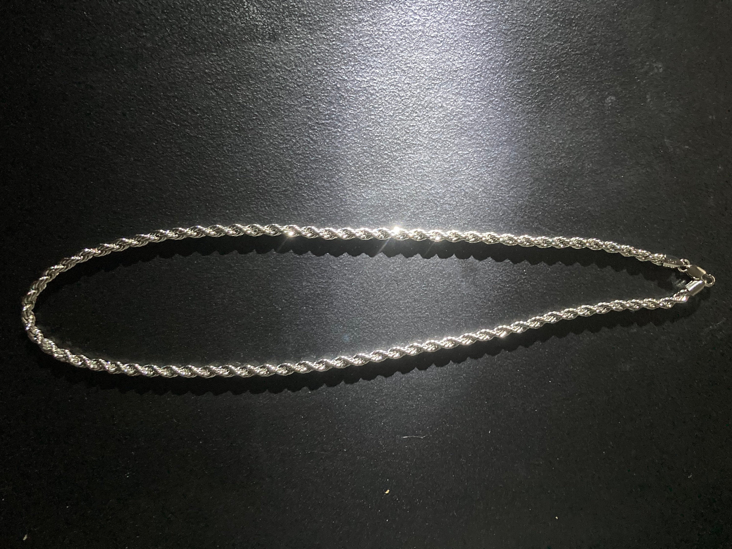 14k White Gold Plated Rope Chain Necklace 24 | Etsy