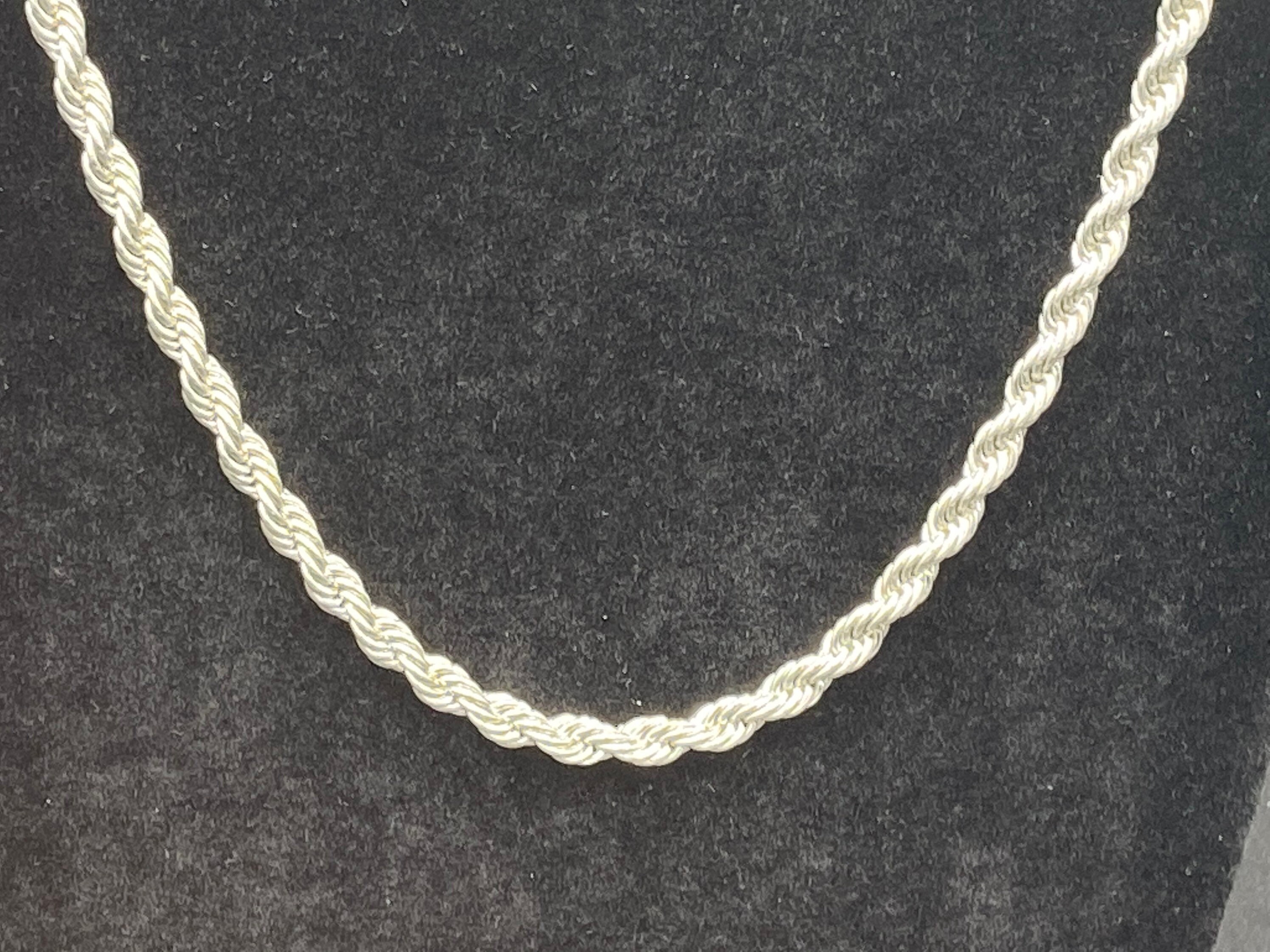 14k White Gold Plated Rope Chain Necklace 24 Etsy