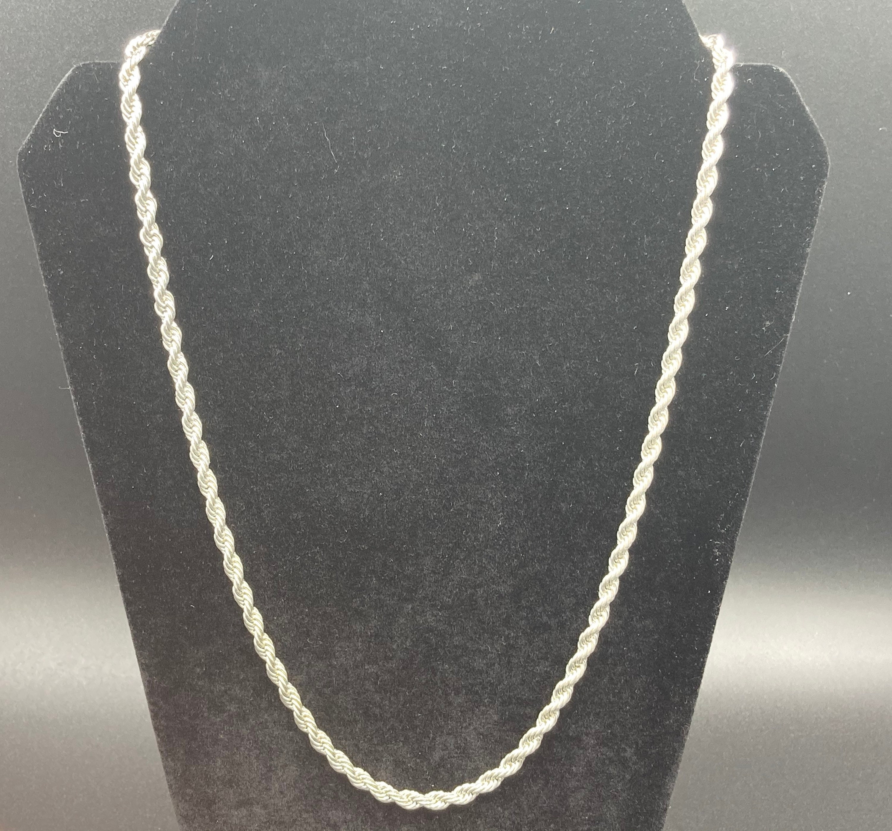 14k White Gold Plated Rope Chain Necklace 24 | Etsy