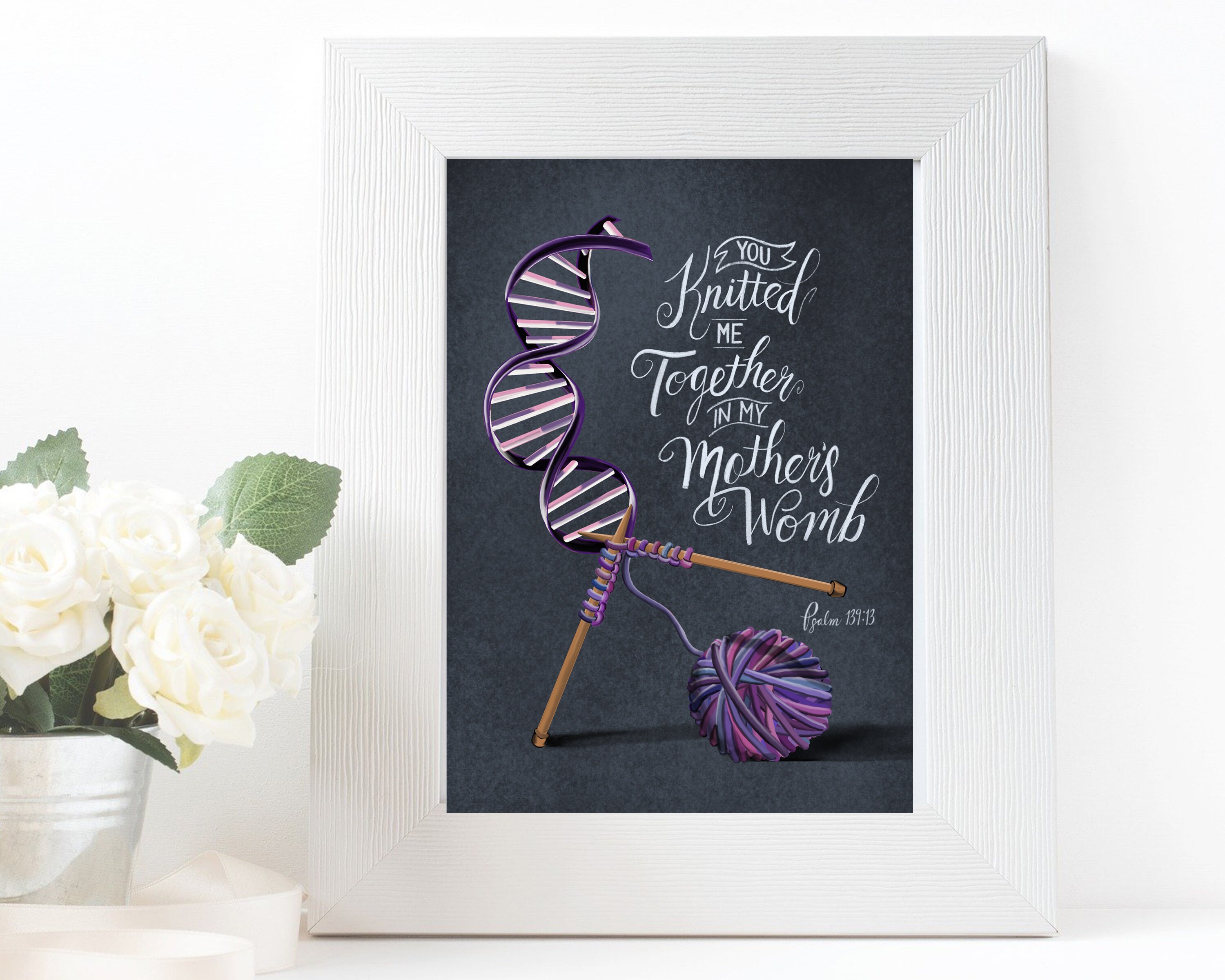 You Knitted Me Together psalm 13913 5 X 7, Bible Verse Print for Girl