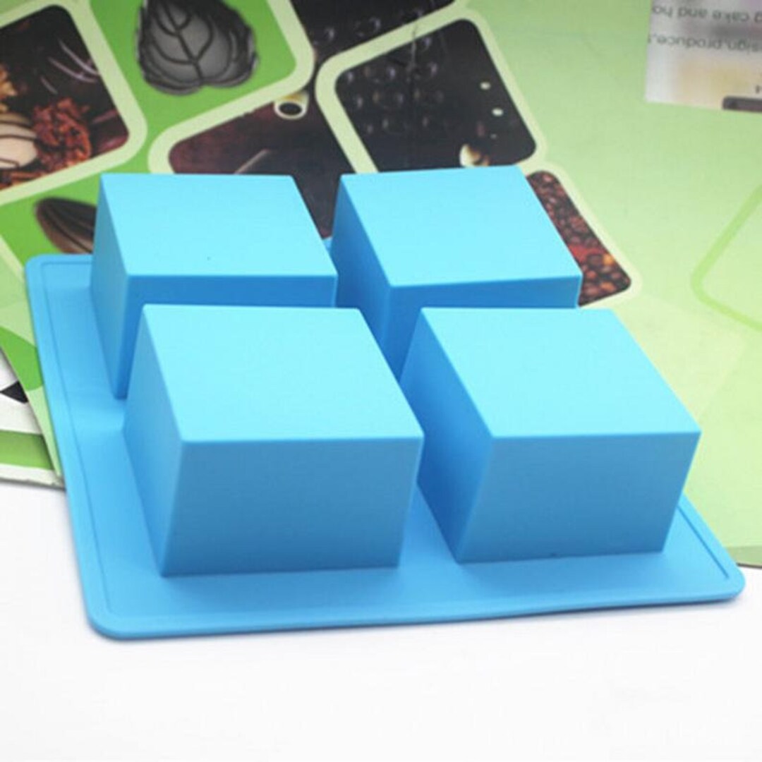 4cavity Square Soap Mold Cake Moulds Flexible Silicone Mold Etsy