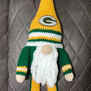 NFL Green Bay Packers football crocheted gnome