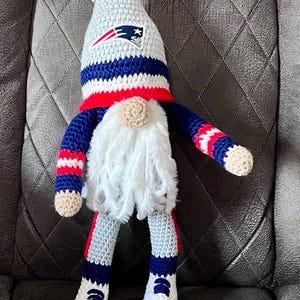 NFL New England Patriots crocheted football gnome