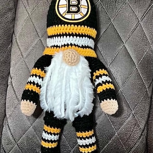 NHL Boston Bruins hockey crocheted gnome