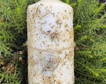 Positive Energy, Cleansing & Purifying Pillar Candle Ritual Candle | Spell Candle | Church Candle | Witchcraft | Wiccan | Pagan | Herbs