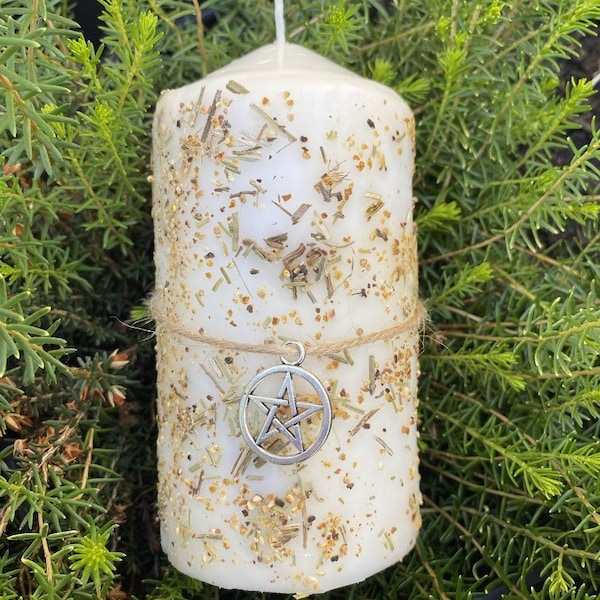 Positive Energy, Cleansing & Purifying Pillar Candle Ritual Candle | Spell Candle | Church Candle | Witchcraft | Wiccan | Pagan | Herbs