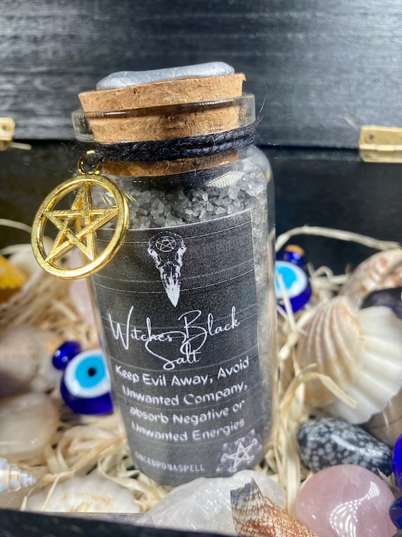 Witches Black Salt Potion Bottle With Cork Stopper Samhain Wicca Pagan  Spells 