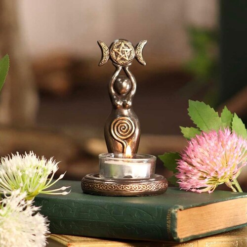 Spiral Goddess Triple Moon Tea Light Holder Etsy