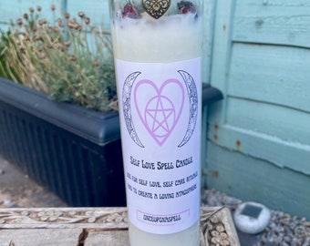 Self Love Jar Ritual Candle | Witchcraft | Wiccan | Pagan | herbs | Crystals | Rose Quartz | Amethyst | Candle | Spells | love