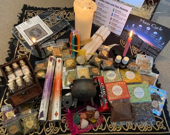 Enorme conjunto de lanzamiento de hechizos de materiales de bruja / Brujería / Wiccan / Pagano / Incienso / Aceites / Fragancia / Kit de inicio / Conjunto de regalos