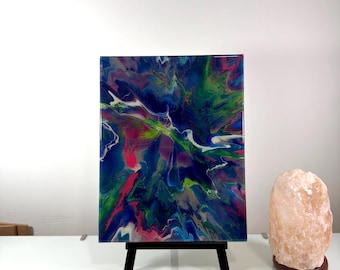 Original Acrylic Abstract Painting, 11x14 Canvas, Splash Fluid Wall Art