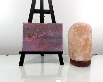 Original Acrylic Mini Painting, 5x7 Canvas Art, Cotton Candy Pastel Fluid Abstract