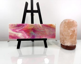 Original Acrylbild, Mini-Gemälde auf Leinwand, Bunter Sommer Kunst für die Wand