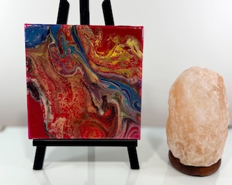 Original Abstract Acrylic Painting, 8x8 Canvas, Colorful Flow Modern Wall Art