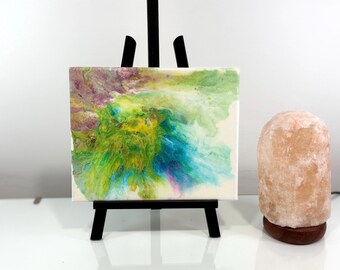 Original Acrylic Abstract Painting, 8x10 Canvas, Seamount Fluid Coastal Wall Art