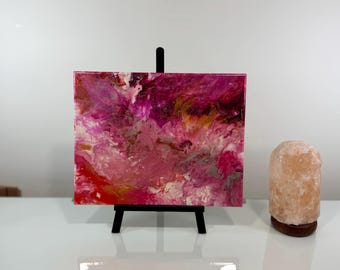 Original Abstract Acrylic Painting, 11x14 Canvas, Pink Floral-Inspired Wall Art