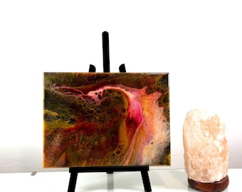 Original Acrylic Abstract Painting, 9x12 Canvas, Dragon Fluid Wall Art