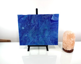 Original Acrylic Abstract Painting, 11x14 Canvas, Deep Blue Ocean Wall Art