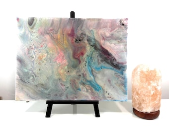 Original Acrylic Abstract Painting, 12x16 Canvas, Crystal Springs Soft Blue Wall Art