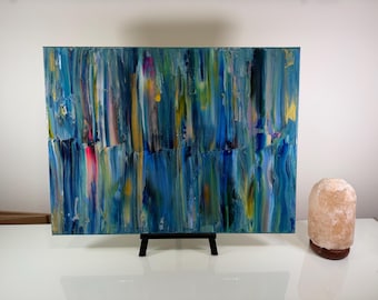 Original Acrylic Abstract Painting, 18x24 Canvas, Blue Modern Wall Art