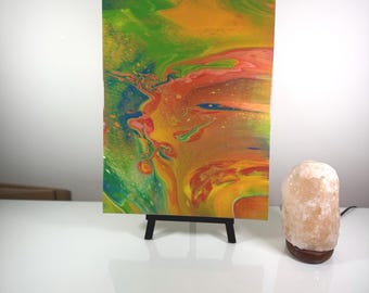 Original Acrylic Pour Painting, 14x18 Abstract Canvas, Colorful Fluid Art, Modern Wall Decor