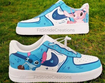 Custom sneakers . Custom Air Force 1 - Blue . Custom shoes . Drip colorful air force 1s custom-FS010