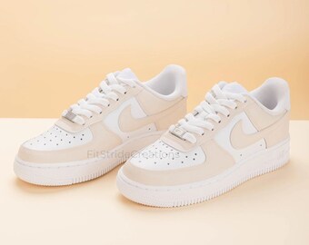 Custom sneakers . Custom Air Force 1 - Beige . Custom shoes-FS001