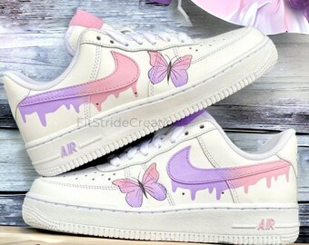 Individuelle Sneaker. Benutzerdefinierte Air Force 1 – Lila. Maßgeschneiderte Schuhe. Tropfen Sie bunte Air Force 1s Custom-FS014