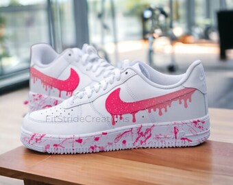 Custom sneakers . Custom Air Force 1 - Pink . Custom shoes . Drip colorful air force 1s custom-FS015