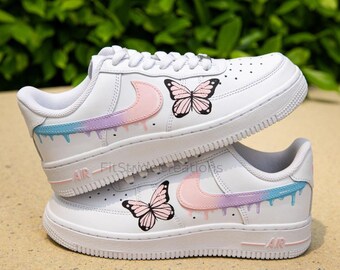 Custom sneakers . Custom Air Force 1 . Custom shoes . Drip colorful air force 1s custom-FS013