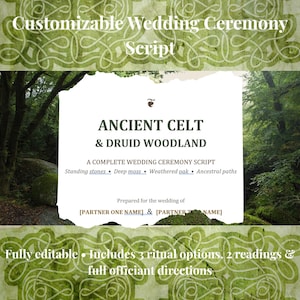 Keltische heidnische Hochzeitszeremonie Schrift | Druid Handfasting Vorlage | Bearbeitbarer Sofortiger Download