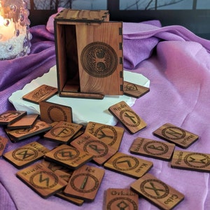 Wooden Elder Futhark Starter Rune Set With Storage Box; Rune Divination ...