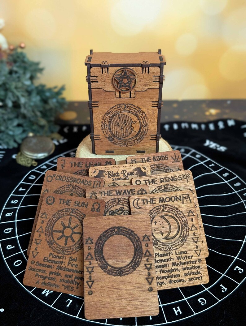 Eight card witch runes set with box
