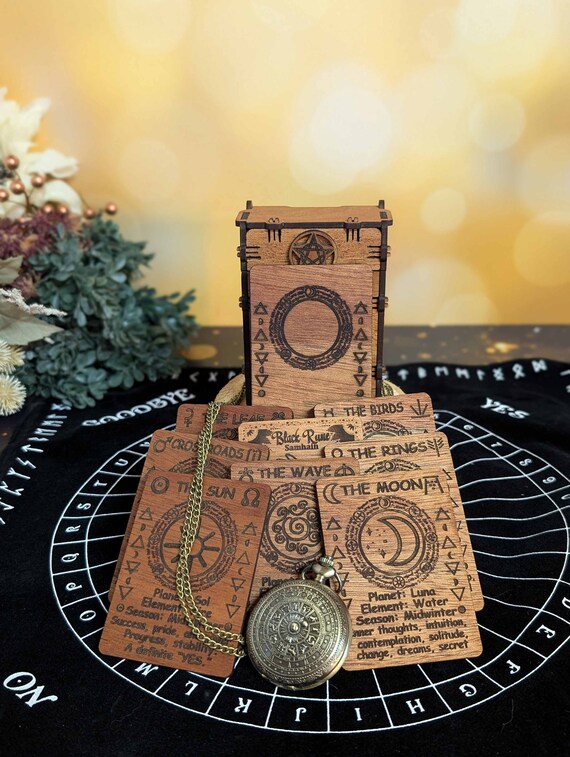 Eight card witch rune set with storage box; Rune divination; Spiritual gift ideas; Witch rune set; Pagan gift ideas; Wiccan divination