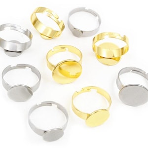 10pcs Stainless Steel Ring Blanks, Flat Pad Ring Base, Open Ring Settings, Adjustable Ring, Jewelry Findings Supplies  6mm 8mm 10mm 12mm