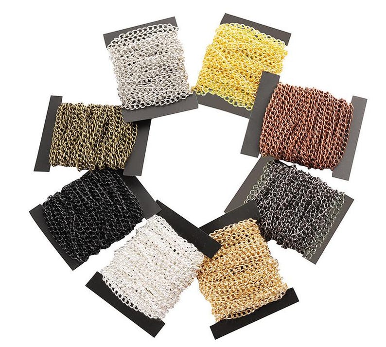 5 Meters 4x5mm Oval Chain, Twisted Cable Link Chains, Silver Link