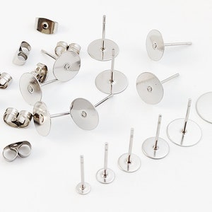 100pcs Stainless Steel Studs, Steel Earring Post, Blank Posts, Earring Studs for Making Jewlery 3mm 4mm 5mm 6mm 8mm 10mm 12mm