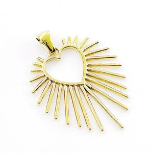 Stainless Steel Sun Charm, Heart Shape SunPendant, Gold Heart Necklace Pendant, Stainless Steel Findings 26x30mm
