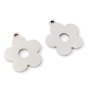 Breloque fleur en acier inoxydable, pendentif fleur, pendentif boucle d'oreille fleur, pendentif collier fleur, accessoires en acier inoxydable 18 mm