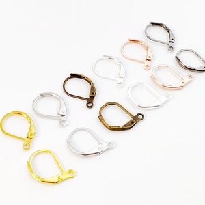 30 Stück Französische Haken, DIY Ohrring Zubehör, Messing Französisch Ohrhaken, Französisch Ohrring Haken Zubehör, Ohrclip Haken für die DIY Schmuckherstellung 10x15mm